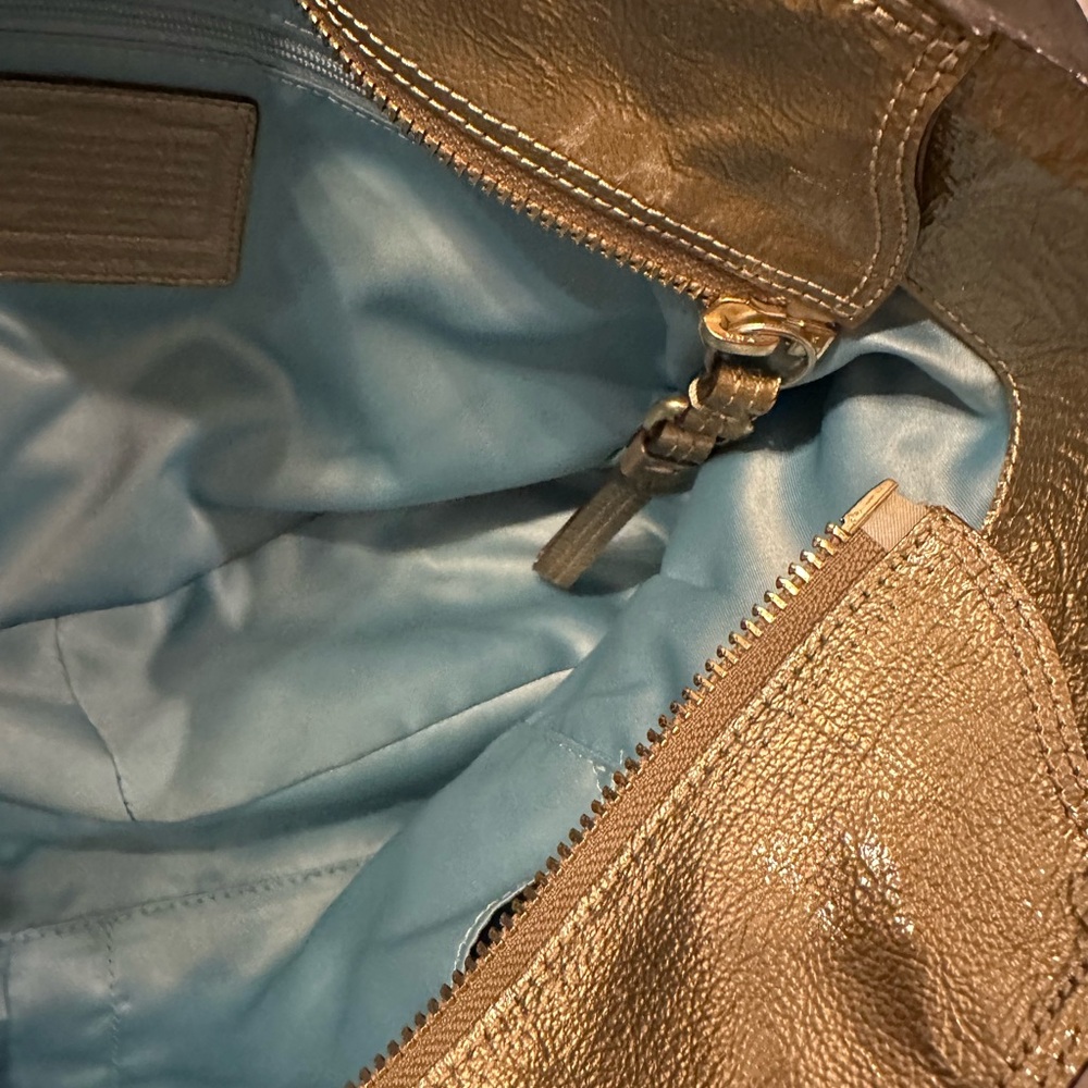 Coach Madison Tribeca Metallic Gold Leather Tote with Chain-Link Straps - Picture 6 of 16